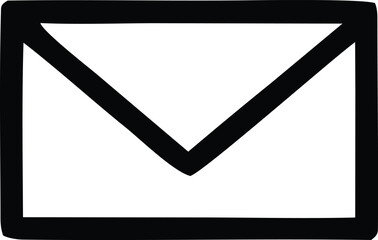 Aufkleber - A simple black outline of an envelope symbol with a v shaped flap is presented on a clean white background conveying communication