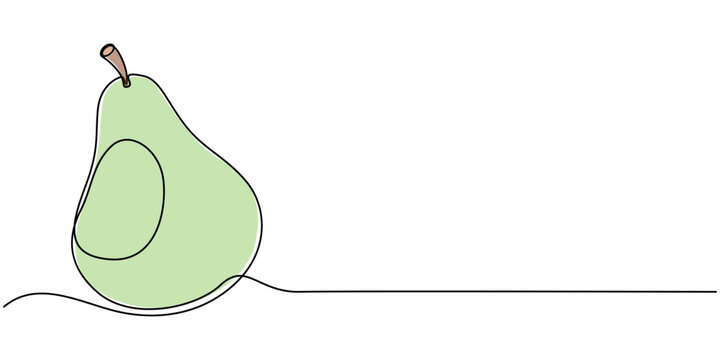 Abstract shaped pear. single line pear icon, Pear minimal vector line illustration. Single lineart drawing illustration, A single line drawing of an pear. Continuous line thanksgiving icon in color