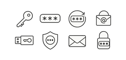 Poster - Security, privacy outline icon set. password, lock, email icons line collection