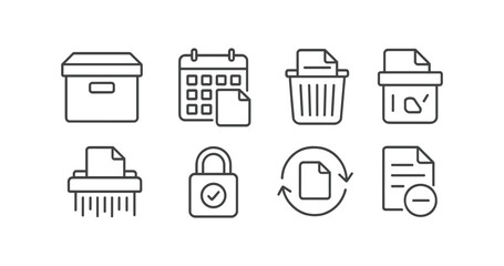 Poster - Office, organization line icon set. document, file management outline collection