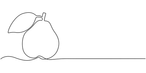 Poster - Abstract shaped pear. single line pear icon, Pear minimal vector line illustration. Single lineart drawing illustration, A single line drawing of an pear. Continuous line thanksgiving icon in color
