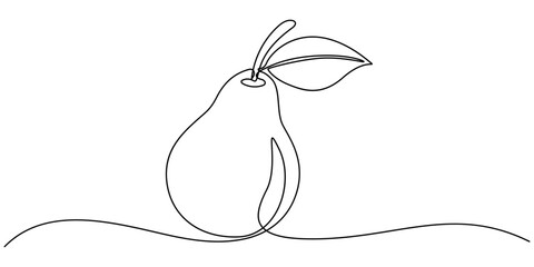 Poster - Abstract shaped pear. single line pear icon, Pear minimal vector line illustration. Single lineart drawing illustration, A single line drawing of an pear. Continuous line thanksgiving icon in color