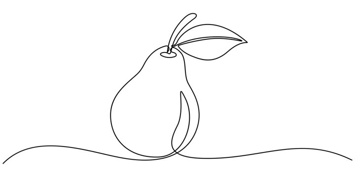 Abstract shaped pear. single line pear icon, Pear minimal vector line illustration. Single lineart drawing illustration, A single line drawing of an pear. Continuous line thanksgiving icon in color