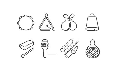 Poster - Musical instrument icon set. percussion, drums, outline graphics for creative use