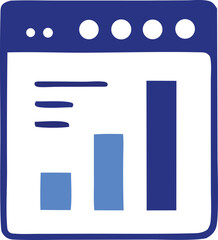 Aufkleber - Stylized flat design illustration of a digital dashboard displaying a bar chart with increasing values and navigation dots