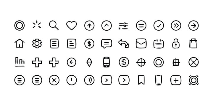 Comprehensive Set of 95 Basic Outline Icons for UI UX Design on Transparent Background A versatile collection for web and app development with easy customization