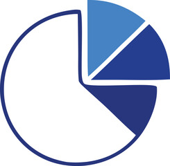 Poster - A simple pie chart graphic with three segments two in shades of blue and one white representing data distribution