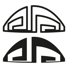 Poster - Two abstract arches. Geometric shape design. Modern line forms. Vector tribal symbol.