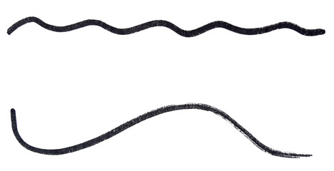 Poster - Set of black hand drawn marker pen stroke line transparent background design element doodle scribble underline