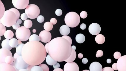 Poster - Soft pastel spheres float in a dynamic, abstract composition against a dark background