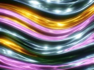 Poster - Colorful Wave Patterns with Smooth Lines and Vibrant Reflections in Abstract Digital Art Composition