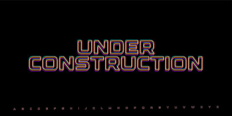 Poster - UNDER CONSTRUCTION glitch alert. RGB cyberpunk-style phrase for web update, tech development, or temporary UI notice. Vector illustration.