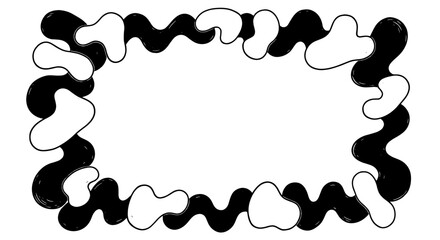 Poster - Hand drawn abstract shape frame, doodle pattern background. Curve abstract line frame, round vector doodle hand drawn vector scribble brush simple geometric frame style. Vector illustration
