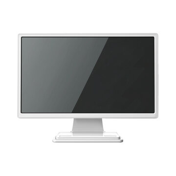 Modern white computer monitor with a blank dark screen, ideal for technology, office, and digital themes, offering versatile copy space for web design isolated on white background