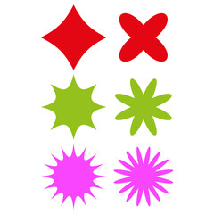 Poster - Abstract shape set. Colorful star forms. Graphic blob Vector. Creative geometric elements.