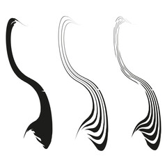 Poster - Abstract swoosh trio. Curved streak design. Stylized flow elements. Vector wave symbol.