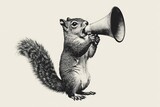 Squirrel holding a big megaphone animal art illustration. Squirrel holding a big megaphone animal art illustration.