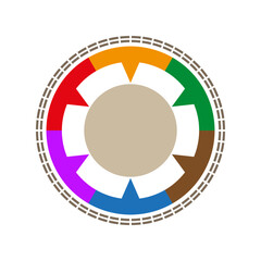 Poster - Colorful circle diagram. Process flow Vector. Gear shape segments. Bright business graphic.