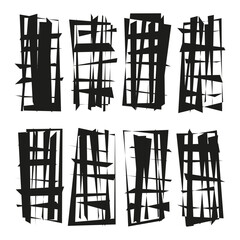 Poster - Abstract sharp shapes. Distorted rectangle patterns. Intersecting fragment forms. Vector grunge elements.