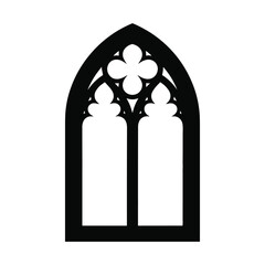 Black gothic church window vector illustration isolated on a white background for design projects