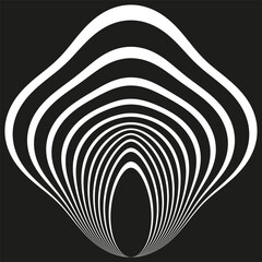 Poster - Abstract tunnel form. White line optical. Hypnotic wave Vector. Black background pattern.
