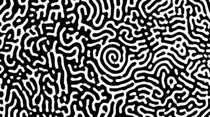 Poster - Abstract black and white wave squiggle doodle fingerprint style maze pattern background banner. Black and white abstract textured background. Fingerprint Pattern background
