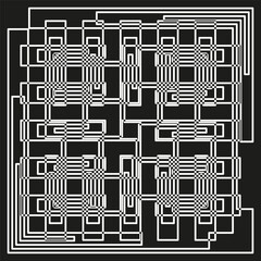 Poster - Geometric pattern illustration. Abstract line work. Intertwined square shapes. Vector optical effect.