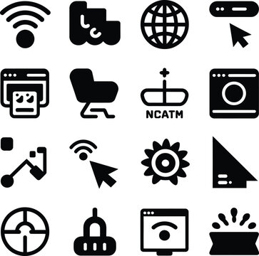 Collection of modern flat design technology and business icons