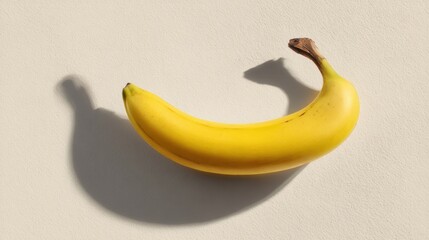 Poster - Conceptual Low Saturation Banana Casting a Shadow Against a Neutral Backdrop Creates an Artistic Visual in This Minimalistic Layout