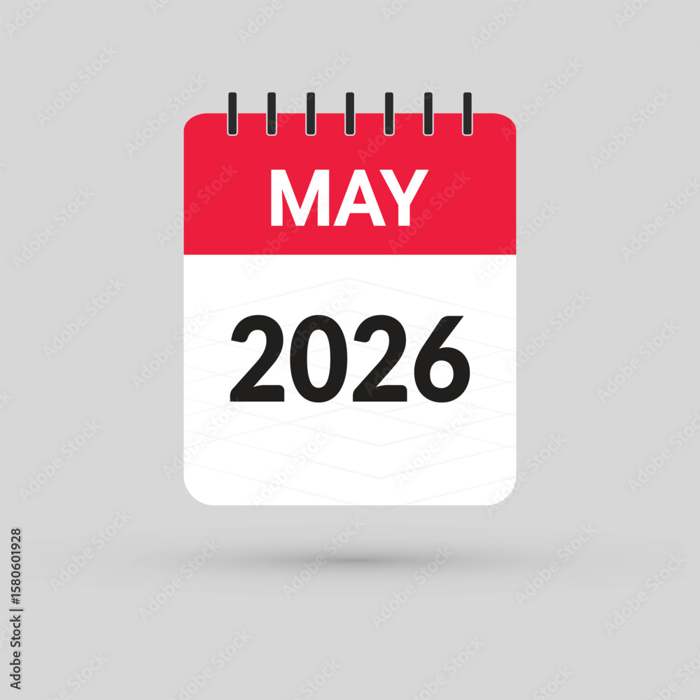 May 2026 Calendar Icon in flat design style on blank background Stock ...