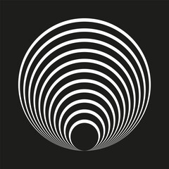 Poster - White arc pattern. Concentric circle Vector. Minimalist line illustration. Dark background design.