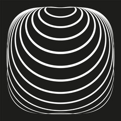 Poster - Abstract cube form. White line pattern. Geometric volume Vector. Black background texture.