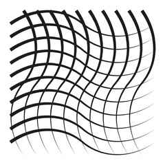 Poster - Wavy grid lines. Distorted mesh pattern. Abstract fluid illustration. Vector geometric shape.
