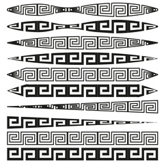 Poster - Ten Greek borders. Meander pattern set. Geometric line ornaments. Vector decorative elements.