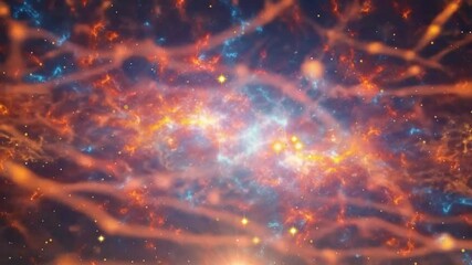 Poster - Spectacular cosmic nebula with vibrant clouds, stars, and plasma filaments animation