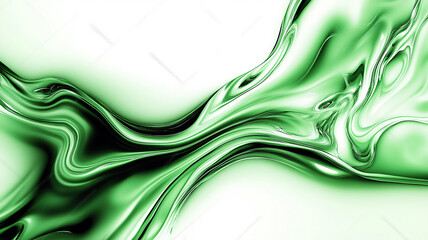 Wall Mural - vibrant green liquid abstract. glossy green wave pattern.