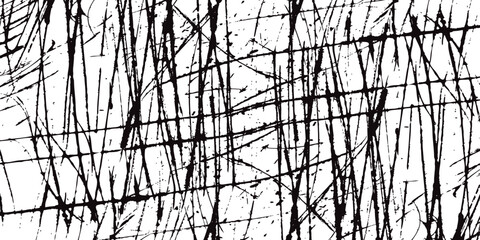 Aufkleber - Abstract Black Ink Splatter and Scratch Lines Texture on White Background