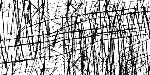 Aufkleber - Abstract Black Ink Splatter and Scratch Lines Texture on White Background