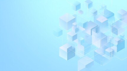 Poster - Abstract light blue cube background
