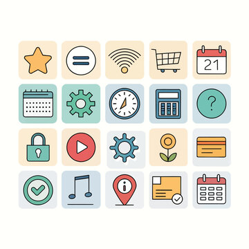 App Icons: Collection of app icons, perfect for user interface and graphic design projects. These icons are clean, modern, and versatile, offering a visual element for diverse applications.
