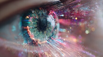Poster - Human eye with abstract light patterns