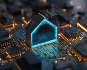 Poster - Digital home concept on a circuit board