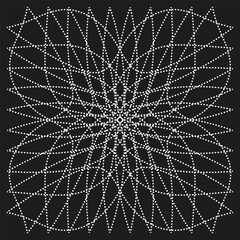 Poster - Dotted line pattern. Concentric point design. Abstract geometric texture. Vector radial grid.