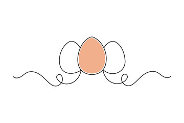 Fototapete - Egg icon continuous one line drawing and minimalist style isolate outline illustration
