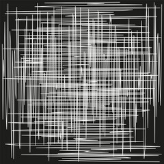 Poster - Abstract line texture. Chaotic grid pattern. White Vector background. Modern scratch illustration.