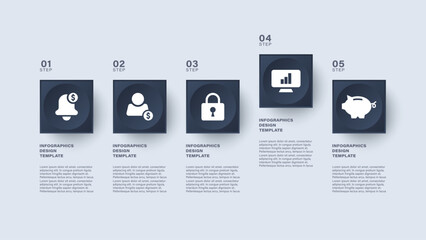 Aufkleber - Modern design infographic template with business icons. Five steps processes infographic layout