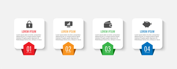 Poster - 4 steps business infographics design template with icons. Modern infographic design for presentations