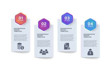 Poster - 4 steps process horizontal infographic layout. Modern infographic template design with business icons