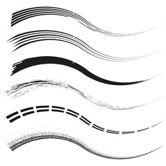 Poster - Wavy stroke set. Brush line collection. Artistic curve elements. Vector grunge swash.
