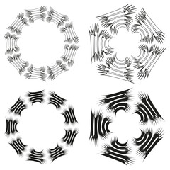 Poster - Geometric shape patterns. Curved stripe outlines. Abstract Vector forms. Black white illustration.
